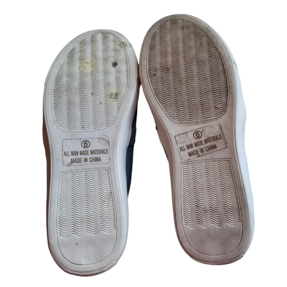 Vigo Fiore Chic-22 Studded Pearl Rhinestone Denim Slip-On Sneaker Women Size 6.5 - Picture 9 of 13